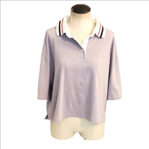 NWT Women's Wild Fable  Lavender cropped Polo Shirt size L.